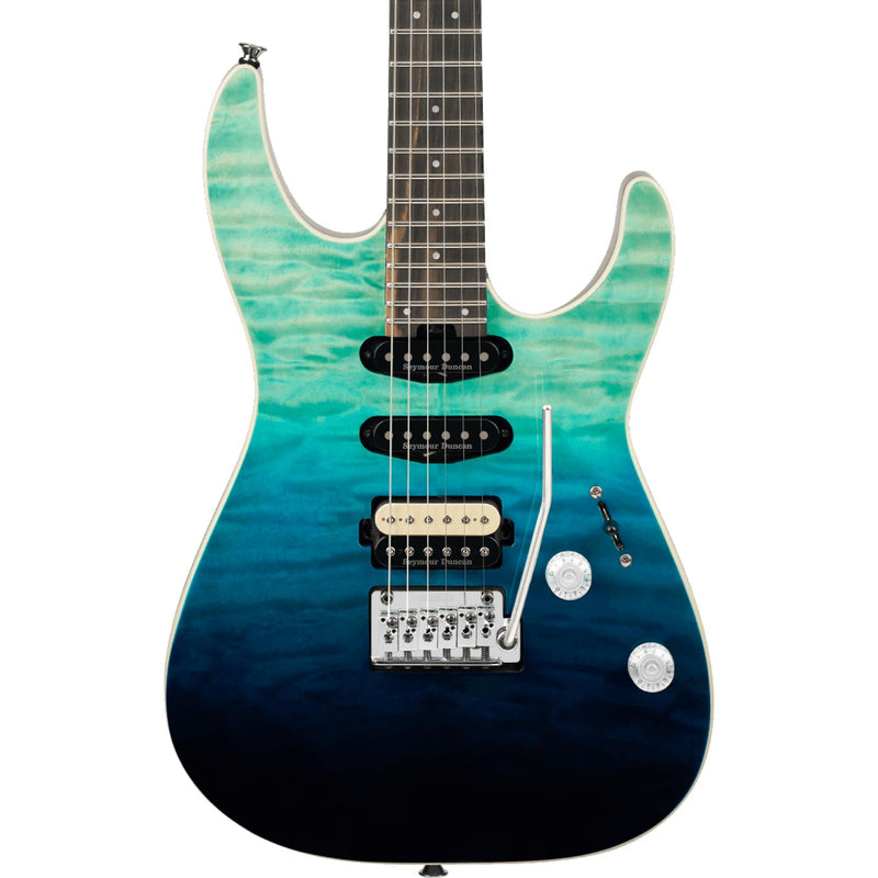 Charvel Pro-Mod Plus Dinky DK24 HSS 2PT EB QM Guitar w/ Seymour Duncan Pickups & Gig Bag - Blue Curacao