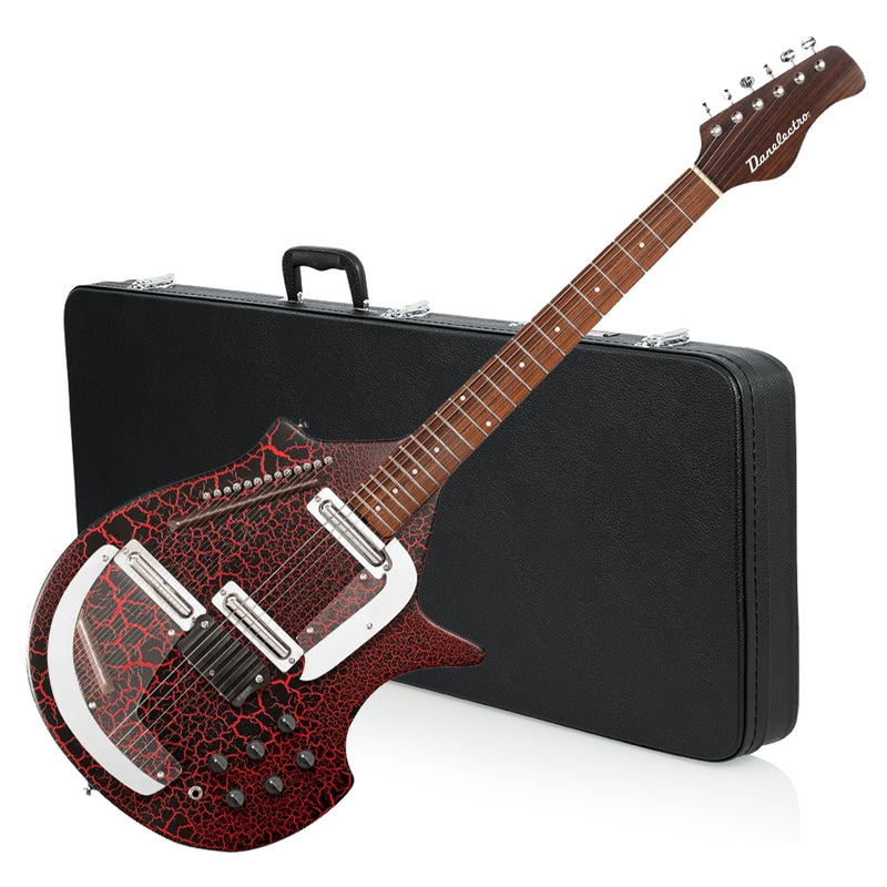 Danelectro Coral Sitar Reissue Guitar with Hardshell Case Bundle - Red Crackle