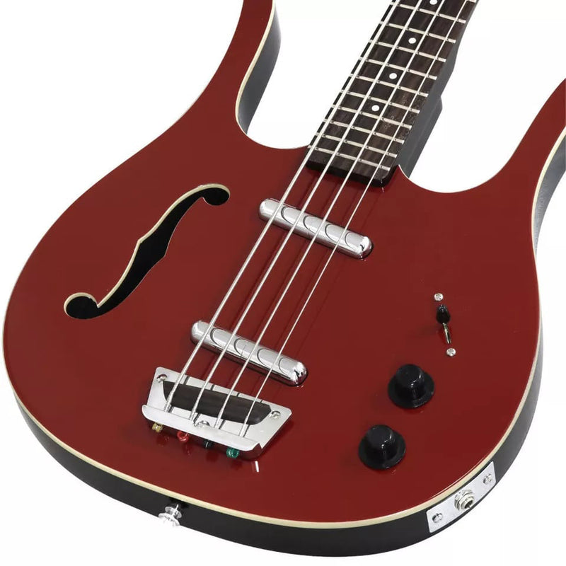 Danelectro 58 Longhorn Semi-Hollowbody Short Scale 4-String Bass - Red Hot