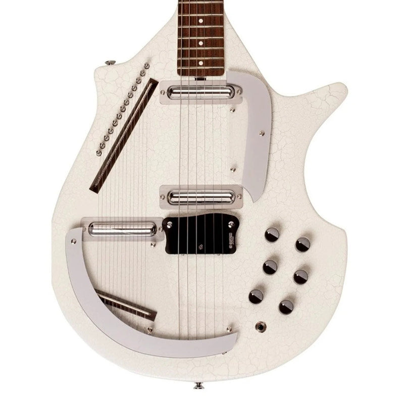 Danelectro Coral Sitar Reissue Guitar with Hardshell Case Bundle - White Crackle