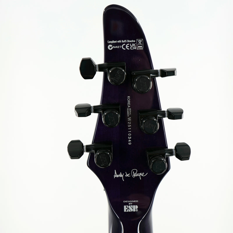 ESP LTD Andy LaRocque ALR-II Signature Guitar w/ Seymour Duncan Pickups & Hardshell Case - See-Thru Purple
