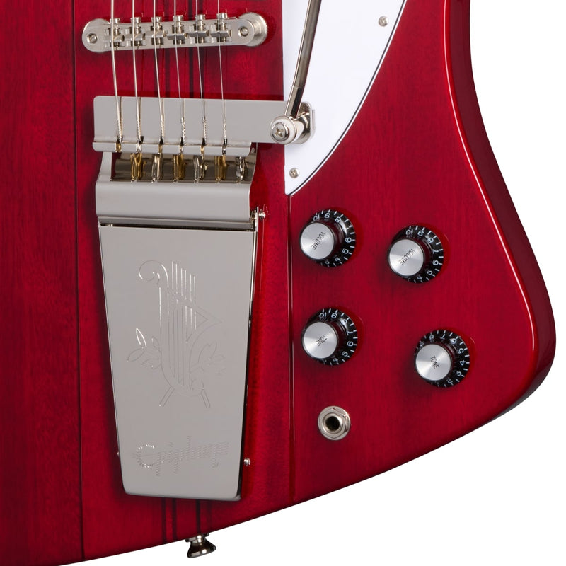 Epiphone  "Inspired by Gibson Custom Shop" 1963 Firebird V Guitar w/ Gibson USA Pickups Maestro Vibrola and Hard Case - Ember Red