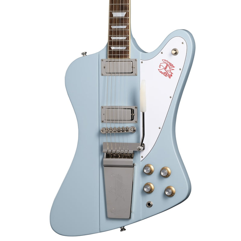 Epiphone  "Inspired by Gibson Custom Shop" 1963 Firebird V Guitar w/ Gibson USA Pickups Maestro Vibrola and Hard Case - Frost Blue