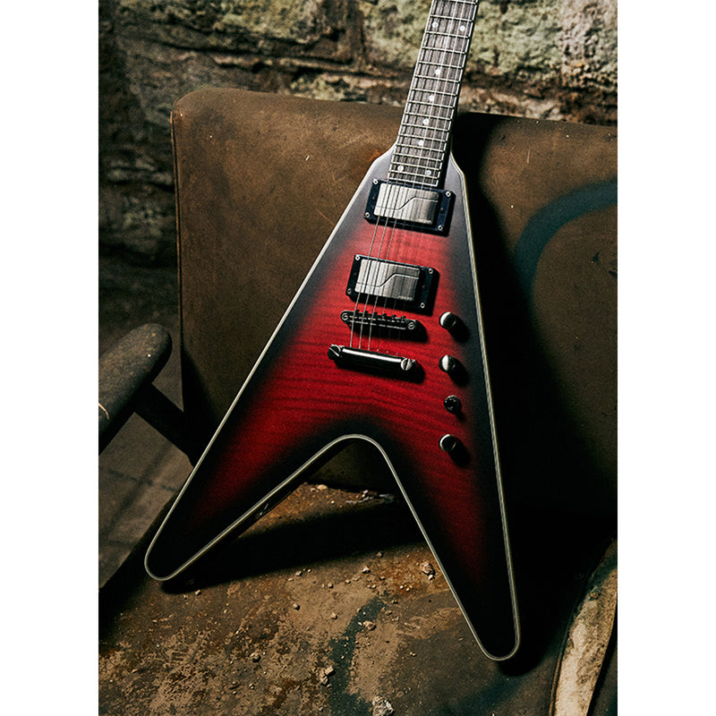 Epiphone Dave Mustaine Signature Flying V Prophecy Guitar w/ Fishman Fluence Pickups - Aged Dark Red Burst