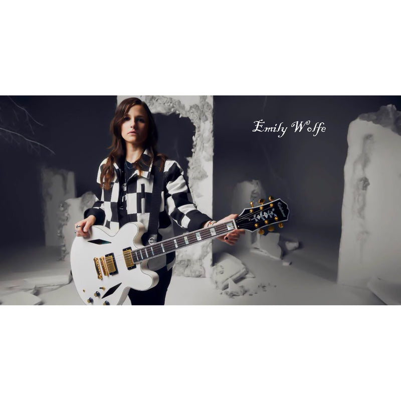 Epiphone Emily Wolfe "White Wolfe" Sheraton Semi-Hollow Guitar w/ EpiLite Case - Aged Bone White