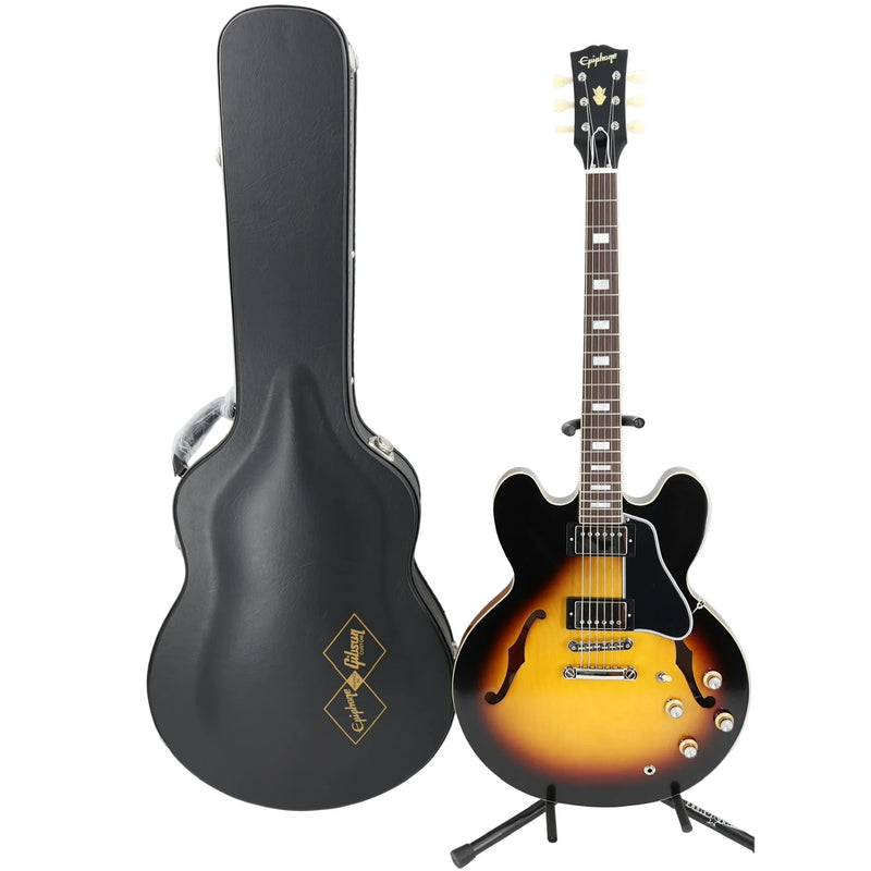 Epiphone 1962 ES-335 Reissue Inspired by Gibson Custom Semi-Hollow Guitar w/ Hardshell Case - Vintage Burst