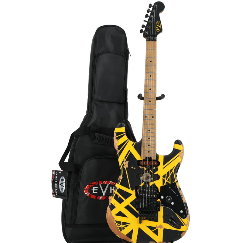 EVH Limited Edition Striped Series Frankenstein Frankie Guitar w/ Gig Bag - Aged Black and Yellow Bumblebee