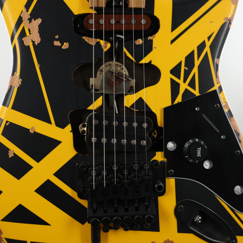 EVH Limited Edition Striped Series Frankenstein Frankie Guitar w/ Gig Bag - Aged Black and Yellow Bumblebee