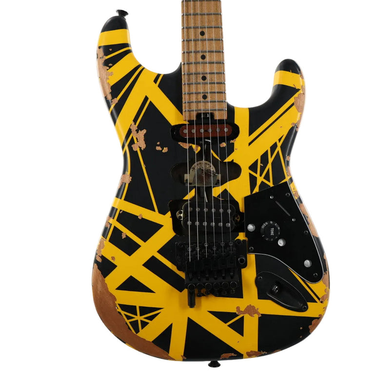 EVH Limited Edition Striped Series Frankenstein Frankie Guitar w/ Gig Bag - Aged Black and Yellow Bumblebee