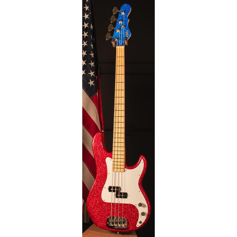 G&L USA Limited Edition American Republic LB-100 4-String Bass w/ Gig Bag - Metal Flake Red, White and Blue
