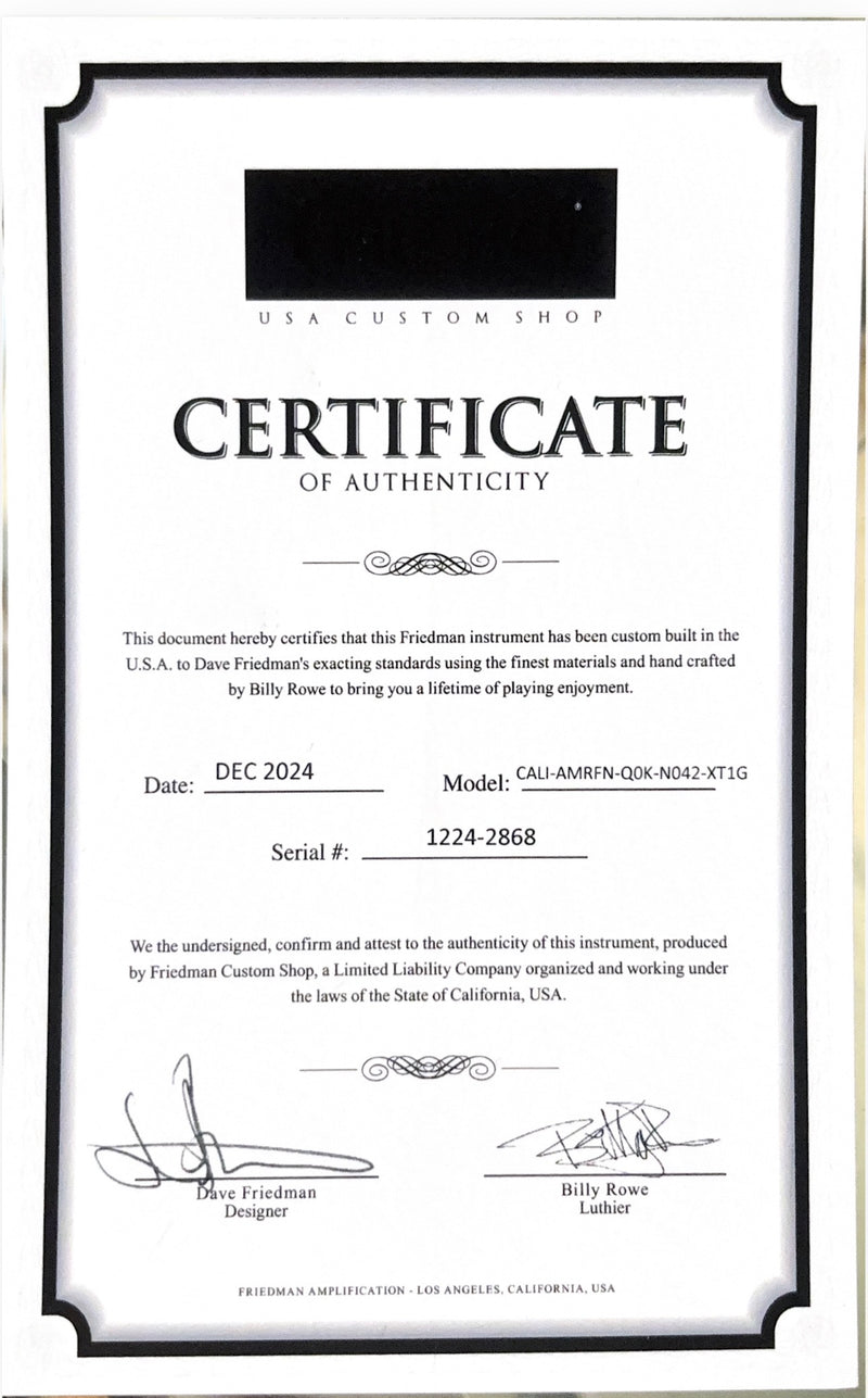 Friedman USA Custom Shop Cali - Aged British Racing Green w/Competition Stripe - Signed by Dave Friedman
