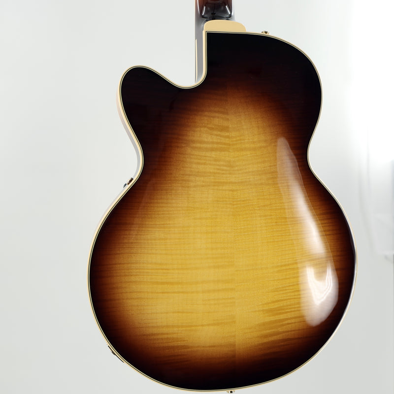 Gretsch Broadkaster Jr. LX Figured Center Block Semi-Hollow Guitar w/ String-Thru Bigsby &  Hardshell Case - Caramel Dawn
