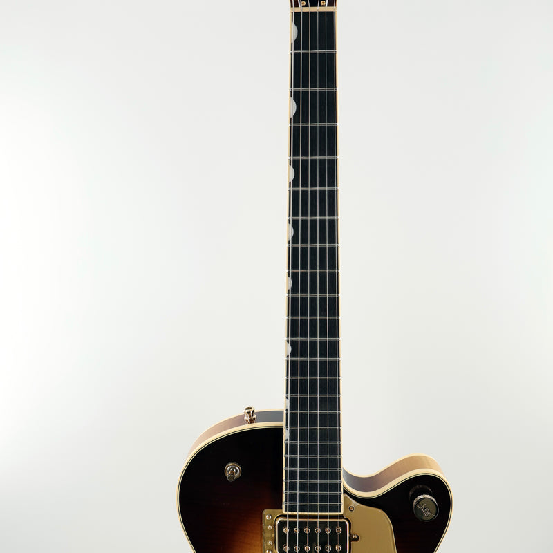 Gretsch Broadkaster Jr. LX Figured Center Block Semi-Hollow Guitar w/ String-Thru Bigsby &  Hardshell Case - Caramel Dawn