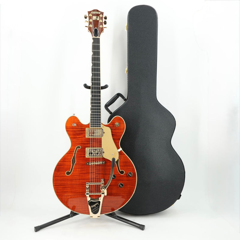 Gretsch Broadkaster LX Figured Center Block Semi-Hollow Guitar w/ String-Thru Bigsby & Hardshell Case - Bourbon Stain