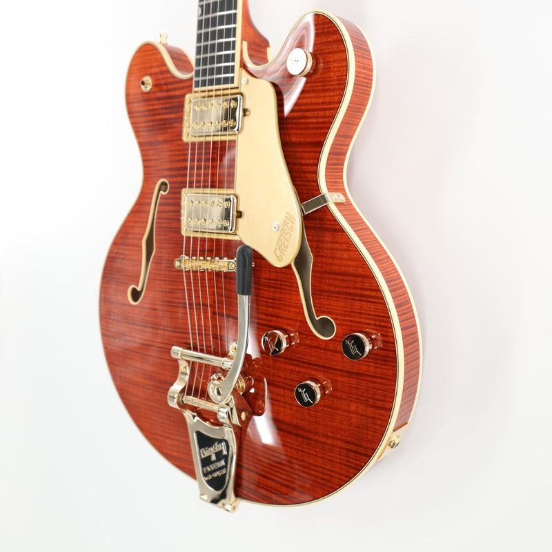 Gretsch Broadkaster LX Figured Center Block Semi-Hollow Guitar w/ String-Thru Bigsby & Hardshell Case - Bourbon Stain
