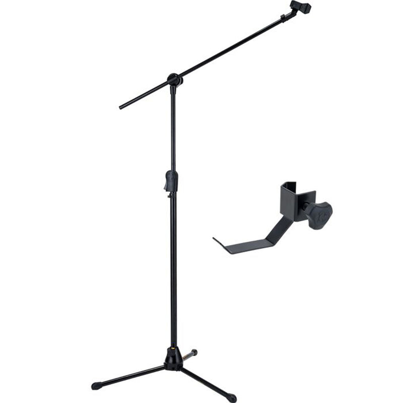 Hercules Stands MS533B + HA700 Headphone Hook EZ Clutch Tripod Microphone Boom Stand with Hideaway Boom and EZ Clutch