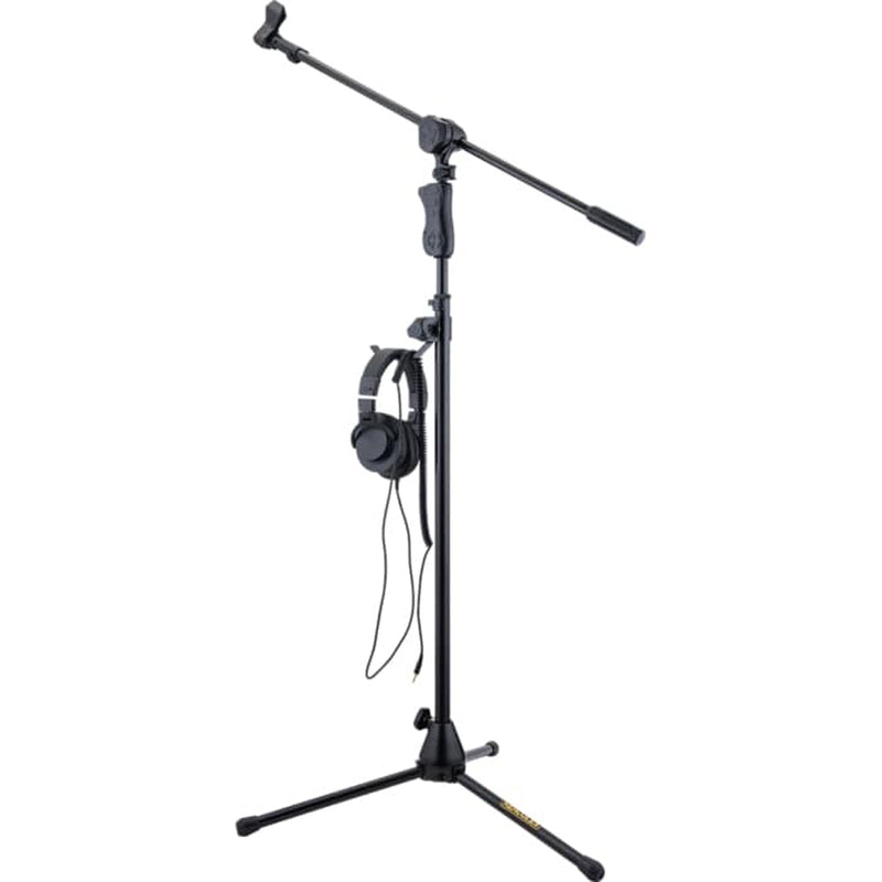 Hercules Stands MS533B + HA700 Headphone Hook EZ Clutch Tripod Microphone Boom Stand with Hideaway Boom and EZ Clutch