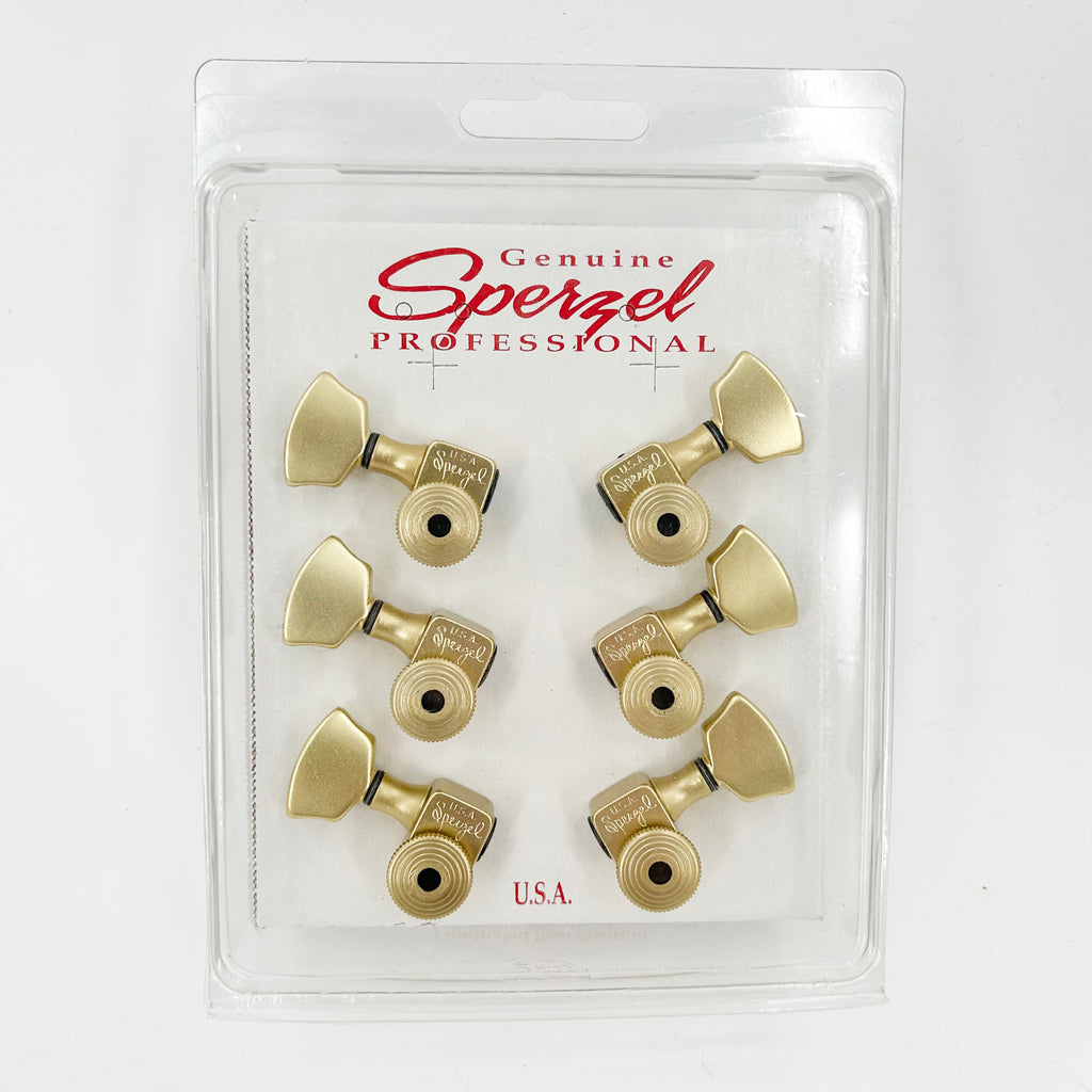 Sperzel Trim Lok 3+3 Satin Gold Guitar Locking Tuning Machines, 33TLGO