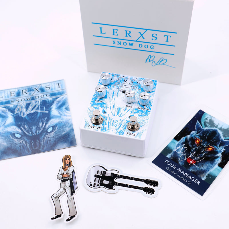 Lerxst Snow Dog Limited Edition Alex Lifeson Signature Octave Fuzz Pedal w/ Hand-Signed Backstage Laminate