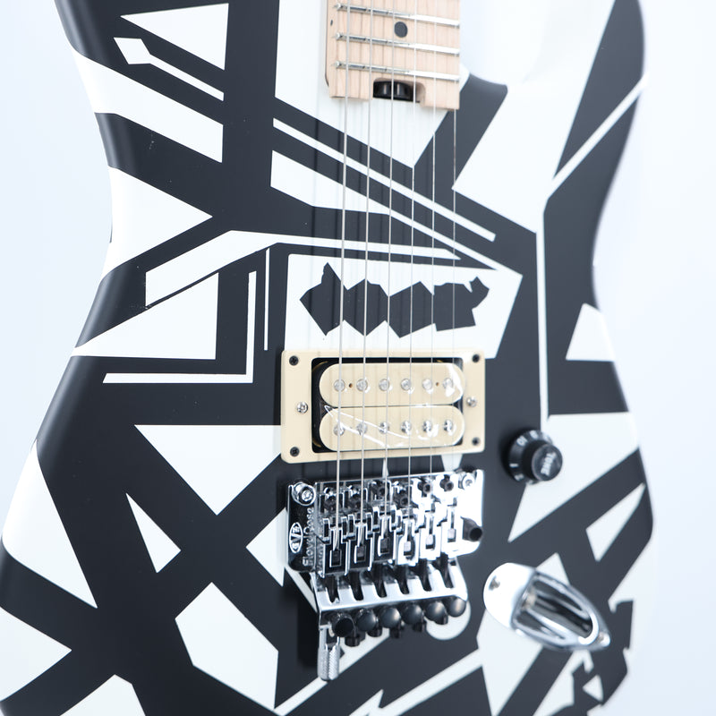 EVH Striped Series Shapes - Maple Fingerboard - White and Black