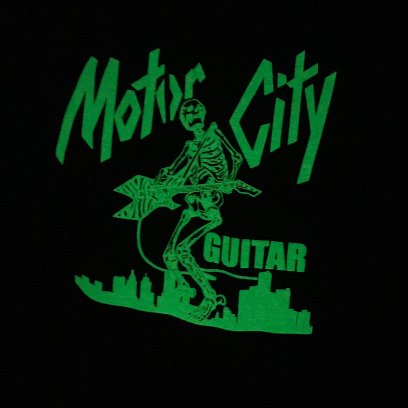 Motor City Guitar Glow-in-the-Dark 1980's Skeleton Logo Pullover Hoodie - XL