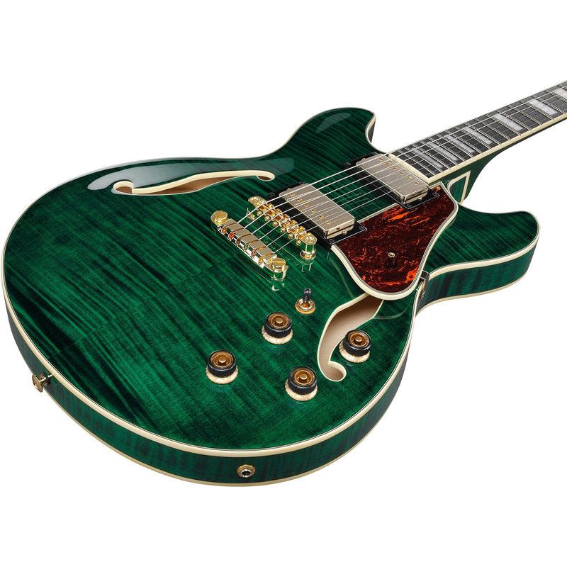 Ibanez AS93FM Artcore Expressionist Semi-Hollow Guitar - Transparent Moss Green