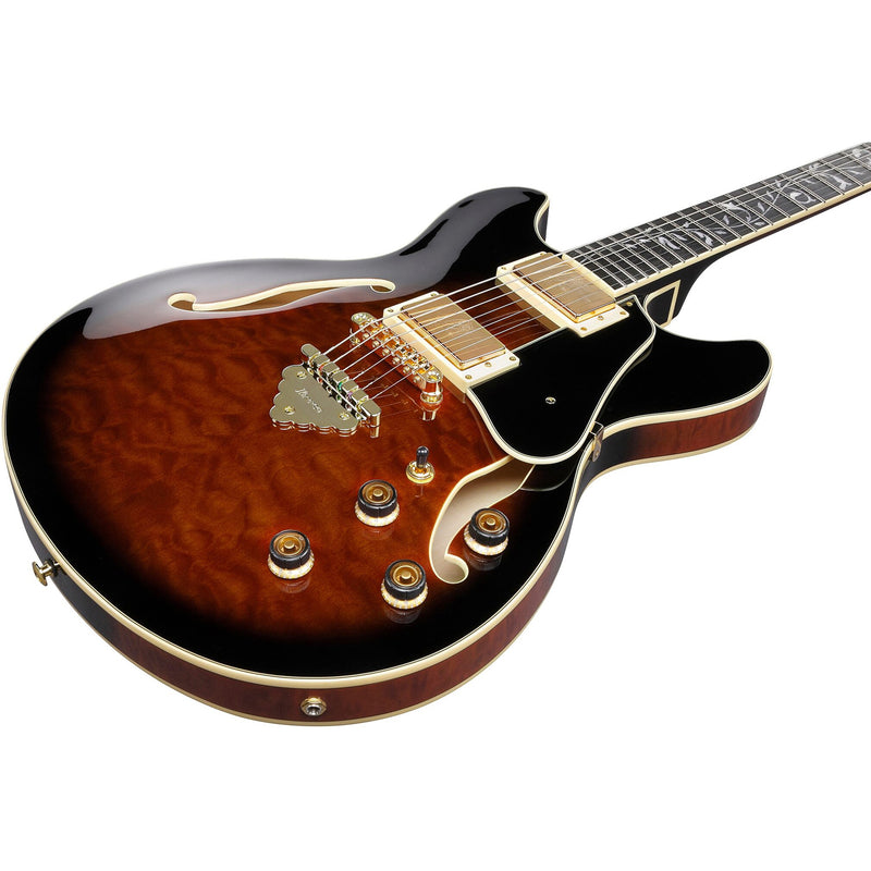 Ibanez AS93QMSPDBS Artcore Expressionist Semi-Hollow Guitar - Dark Brown Sunburst