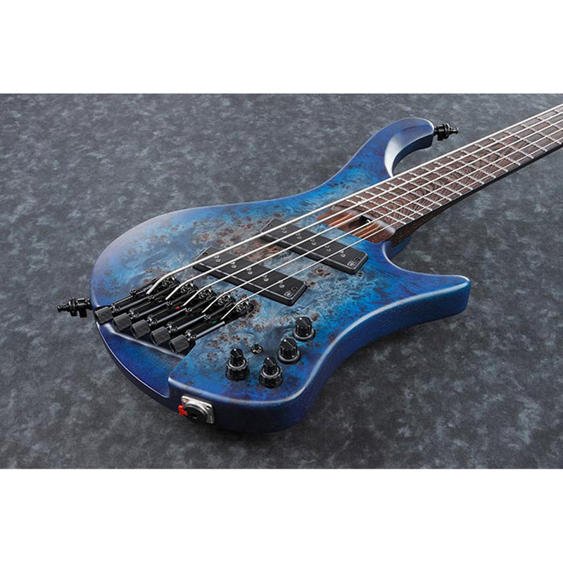 Ibanez EHB1505MS-PLF Bass Workshop 5-string Multi Scale Bass w/ Nordstrand Pickups & Gig Bag - Pacific Blue Burst Flat