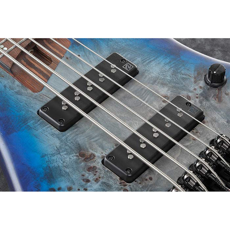 Ibanez EHB1505MS-PLF Bass Workshop 5-string Multi Scale Bass w/ Nordstrand Pickups & Gig Bag - Pacific Blue Burst Flat