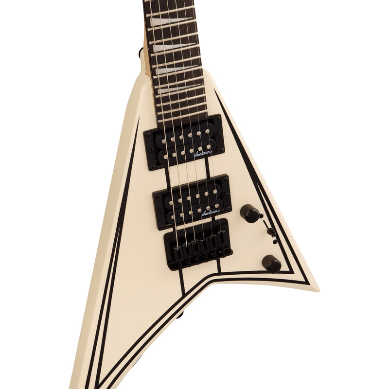 Jackson JS1X RR Randy Rhoads Flying V Minion - Snow White with Black Pin Stripes