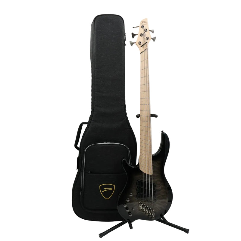 Dingwall Left-Handed Combustion 3X 5-String Multi-Scale Bass - 3-Pickup Quilt Top 2-Tone Blackburst w/Maple Fretboard