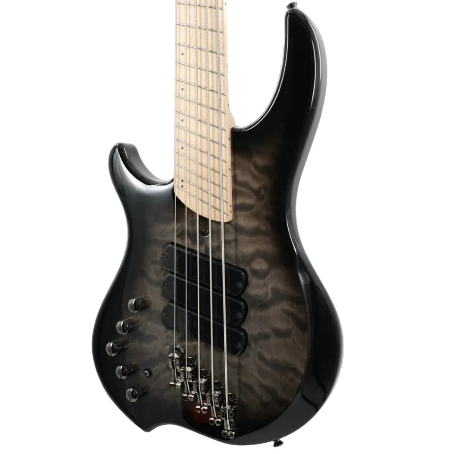 Dingwall Left-Handed Combustion 3X 5-String Multi-Scale Bass - 3-Pickup Quilt Top 2-Tone Blackburst w/Maple Fretboard