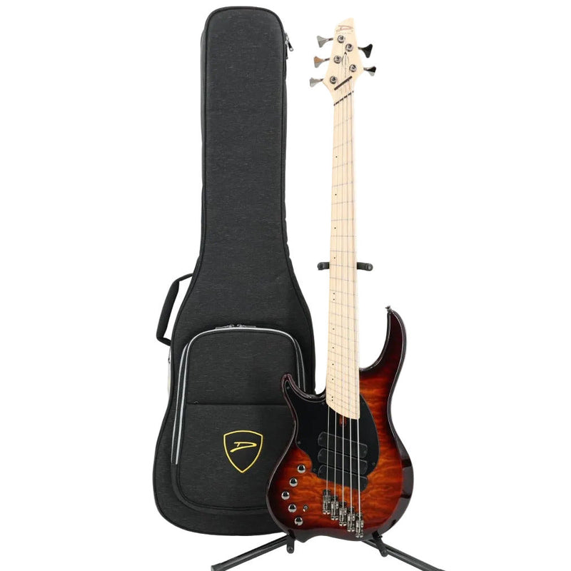 Dingwall Left-Handed Combustion 3X 5-String Multi-Scale Bass - 3-Pickup Quilt Top Vintageburst w/Maple Fretboard
