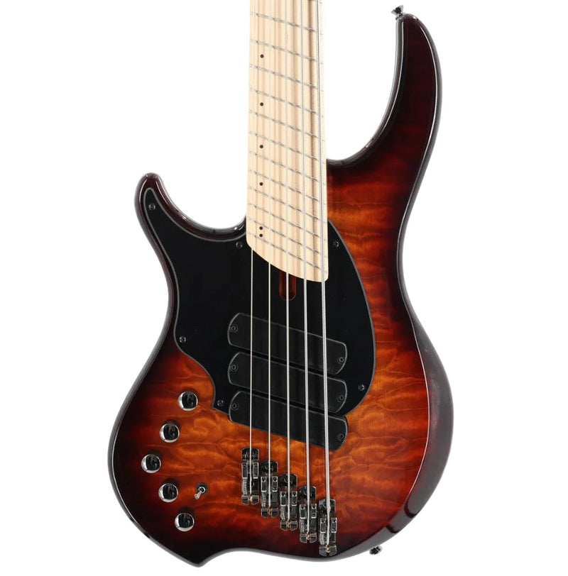 Dingwall Left-Handed Combustion 3X 5-String Multi-Scale Bass - 3-Pickup Quilt Top Vintageburst w/Maple Fretboard