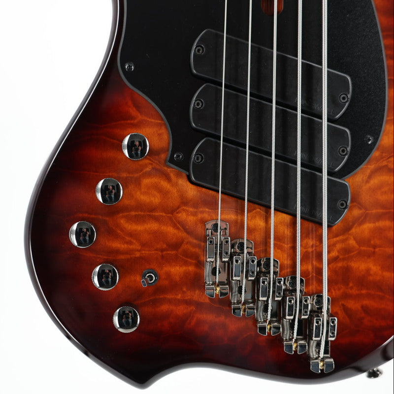 Dingwall Left-Handed Combustion 3X 5-String Multi-Scale Bass - 3-Pickup Quilt Top Vintageburst w/Maple Fretboard