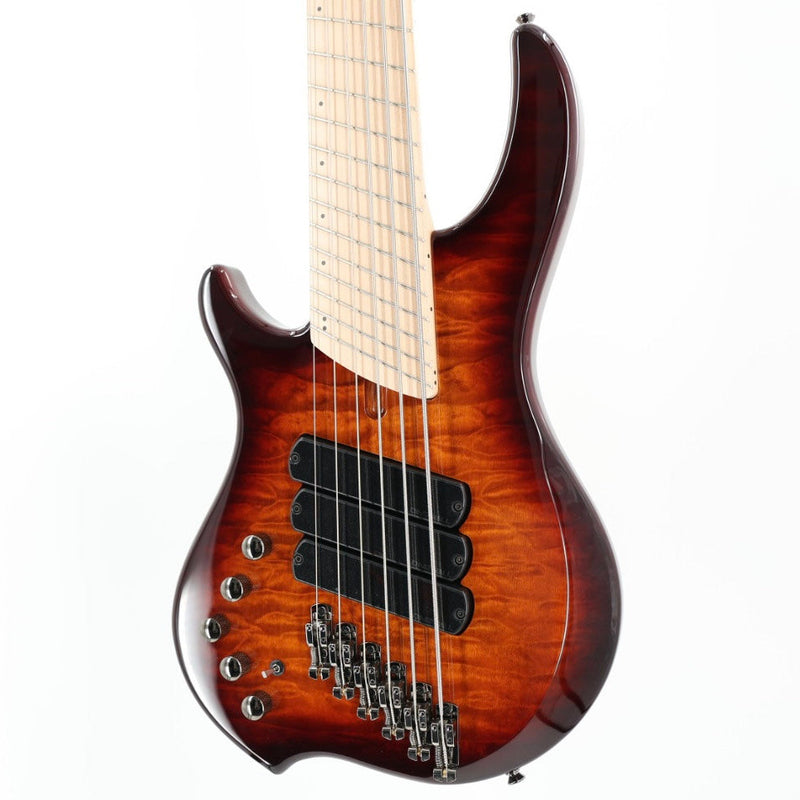 Dingwall Left-Handed Combustion 3X 6-String Multi-Scale Bass - 3-Pickup Quilt Top Vintageburst w/Maple Fretboard