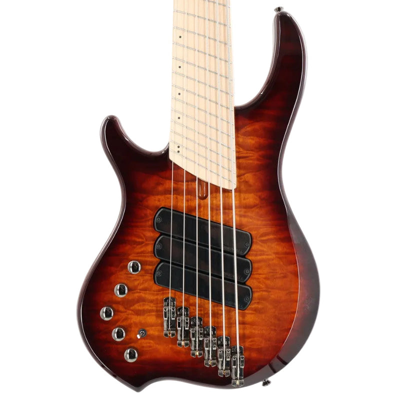 Dingwall Left-Handed Combustion 3X 6-String Multi-Scale Bass - 3-Pickup Quilt Top Vintageburst w/Maple Fretboard