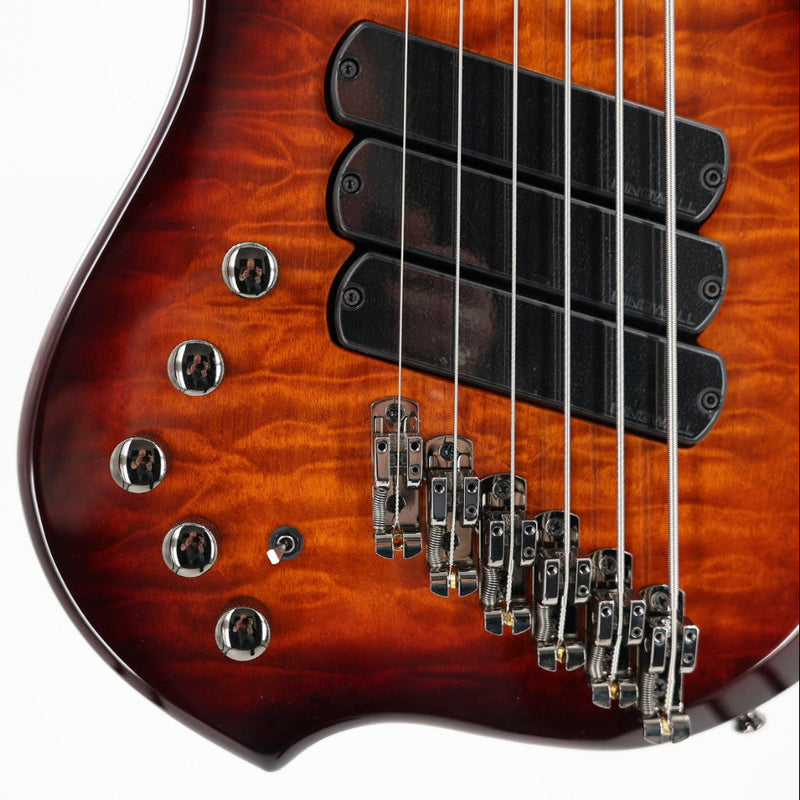 Dingwall Left-Handed Combustion 3X 6-String Multi-Scale Bass - 3-Pickup Quilt Top Vintageburst w/Maple Fretboard