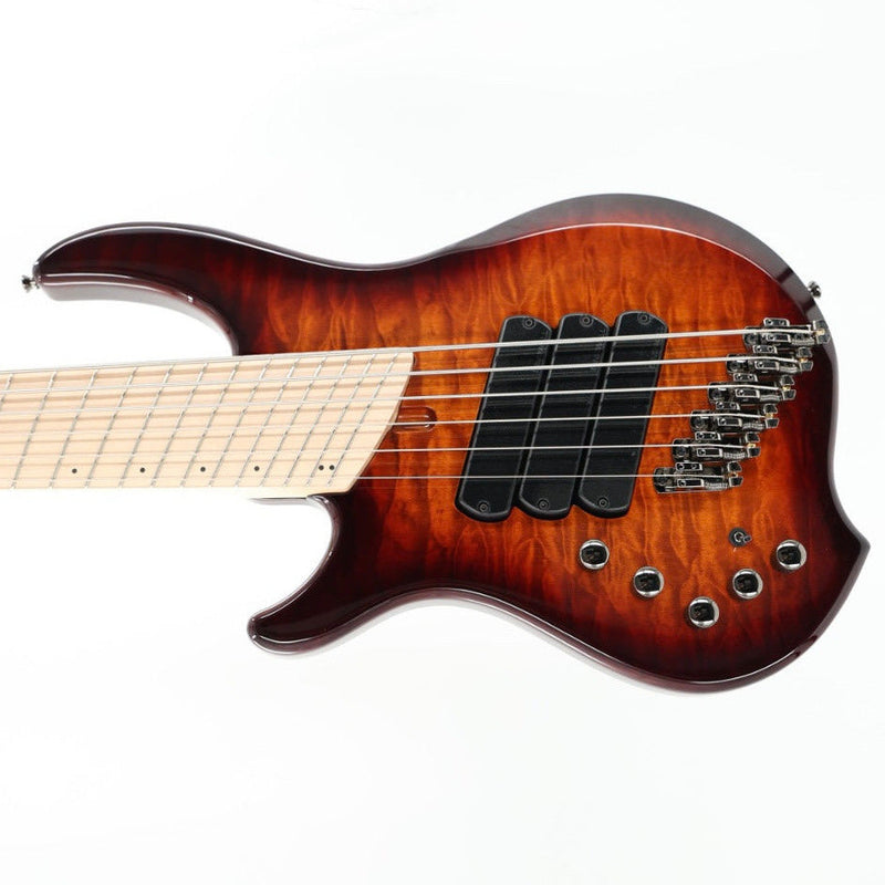 Dingwall Left-Handed Combustion 3X 6-String Multi-Scale Bass - 3-Pickup Quilt Top Vintageburst w/Maple Fretboard