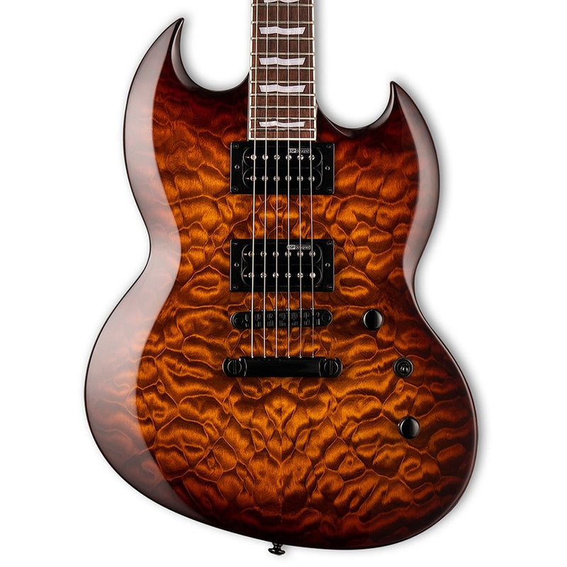 ESP LTD Viper-256 QM Guitar - Dark Brown Sunburst