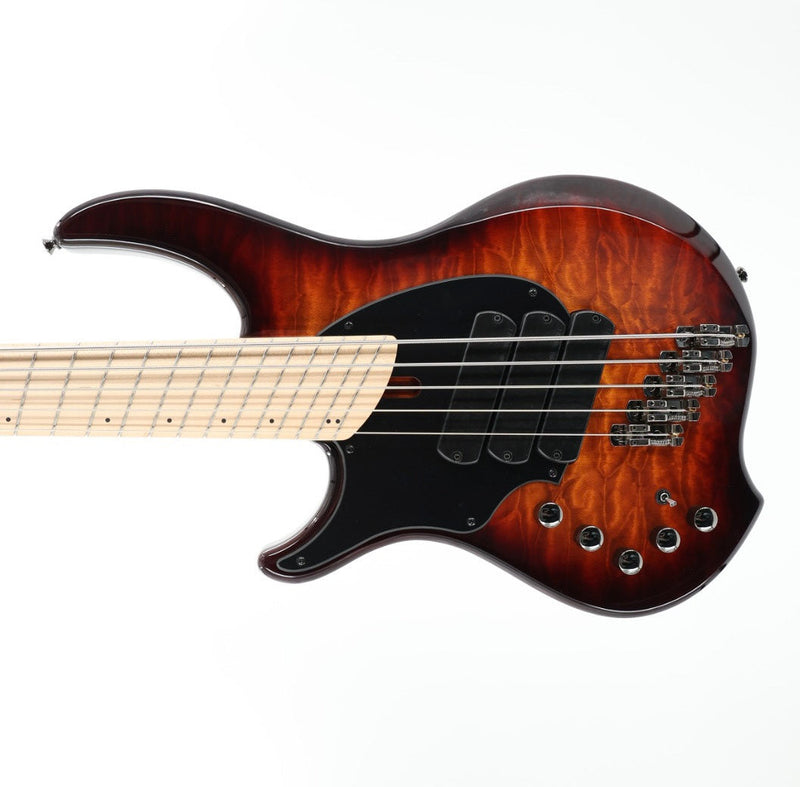 Dingwall Left-Handed Combustion 3X 5-String Multi-Scale Bass - 3-Pickup Quilt Top Vintageburst w/Maple Fretboard