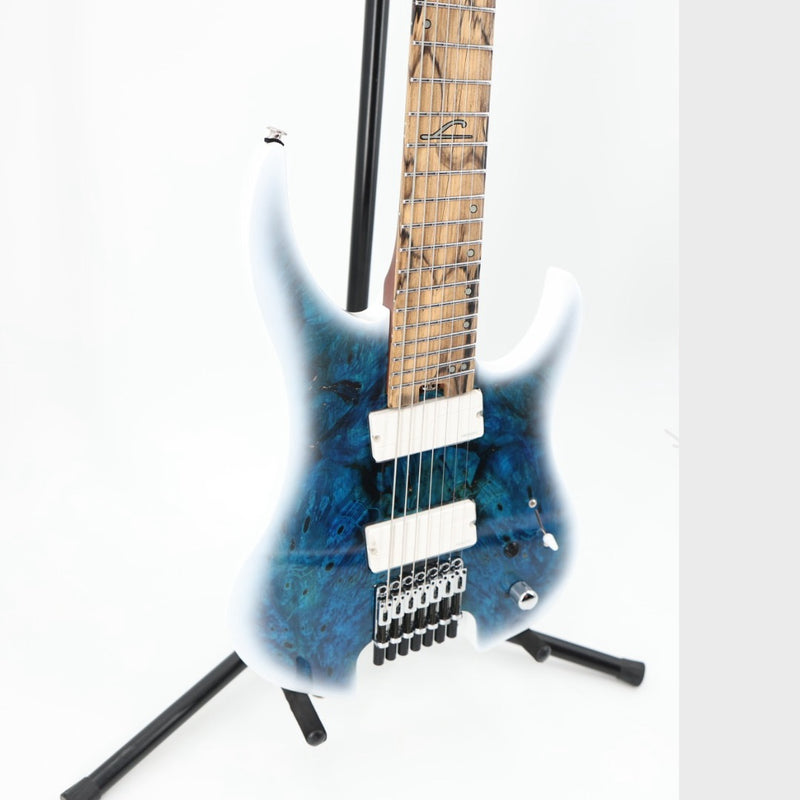 Legator Ghost G7FOD 7-String Headless Multiscale Guitar w/ Fishman Pickups and Gig Bag - Gloss Buckeye Arctic Blue
