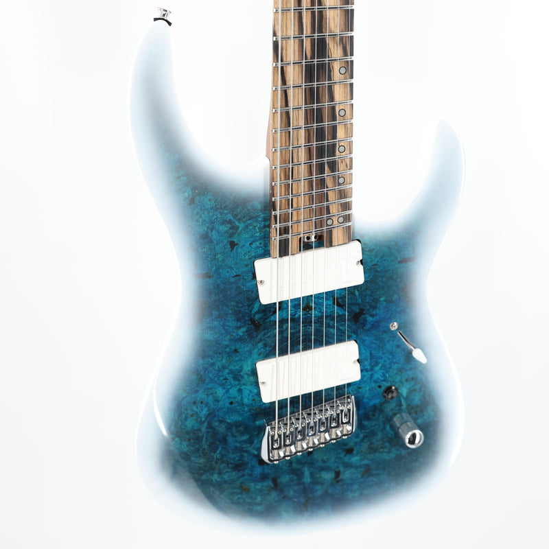 Legator Ninja N7FOD 7-String Multiscale Guitar w/ Fishman Pickups - Gloss Buckeye Arctic Blue