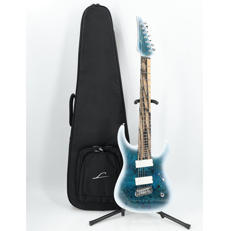 Legator Ninja N7FOD 7-String Multiscale Guitar w/ Fishman Pickups - Gloss Buckeye Arctic Blue