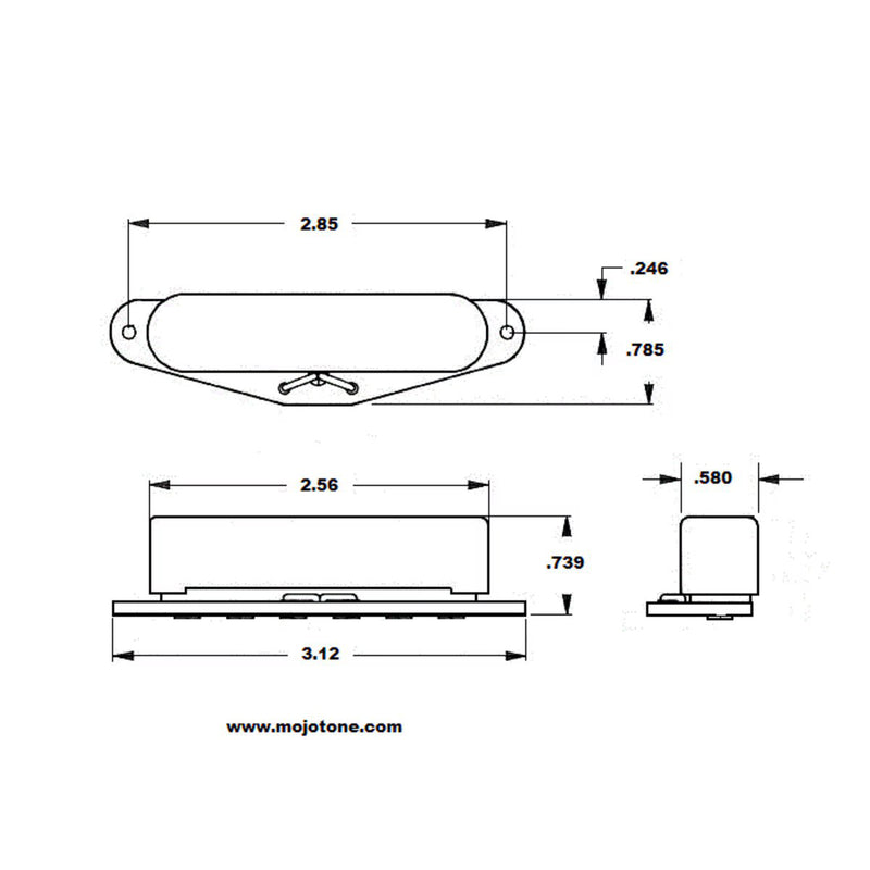 Mojotone 52 Quiet Coil Noiseless Tele Pickup Set - Chrome - S352Q381-SCC