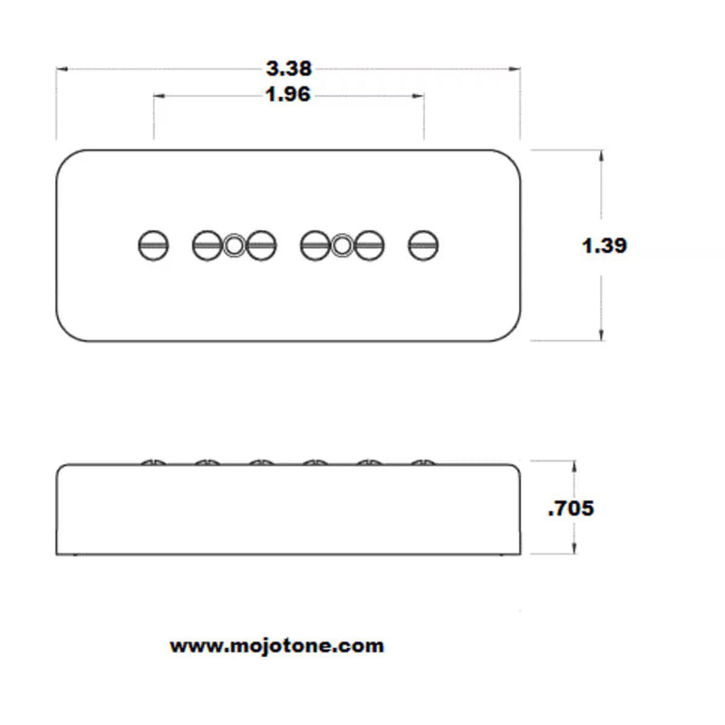 Mojotone 56 Quiet Coil Noiseless Soapbar Pickup Set - Black - S3P90700-S-BS