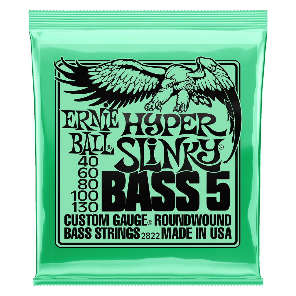 Ernie Ball P02822 5-String Bass Guitar Strings, Hyper Slinky Gauge, 040 - 130