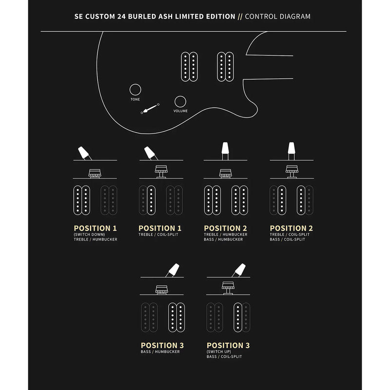 Paul Reed Smith SE Limited Edition "Exotic" Custom 24 Swamp Ash Burl Guitar w/ Gig Bag - Natural