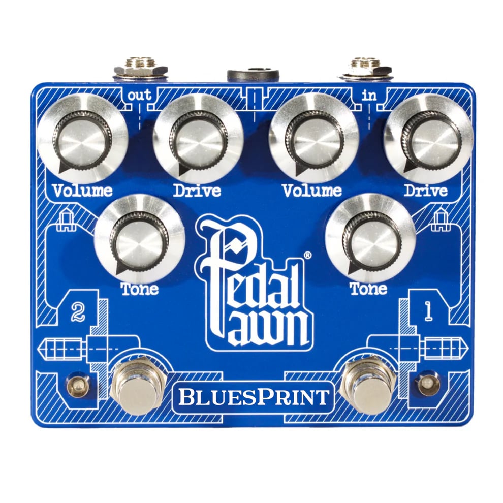 Pedal Pawn Blues Print Dual Overdrive Pedal New