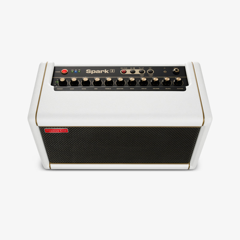 Positive Grid Spark 2 Pearl 50-Watt Smart Guitar Practice Amp & Bluetooth Speaker - Pearl